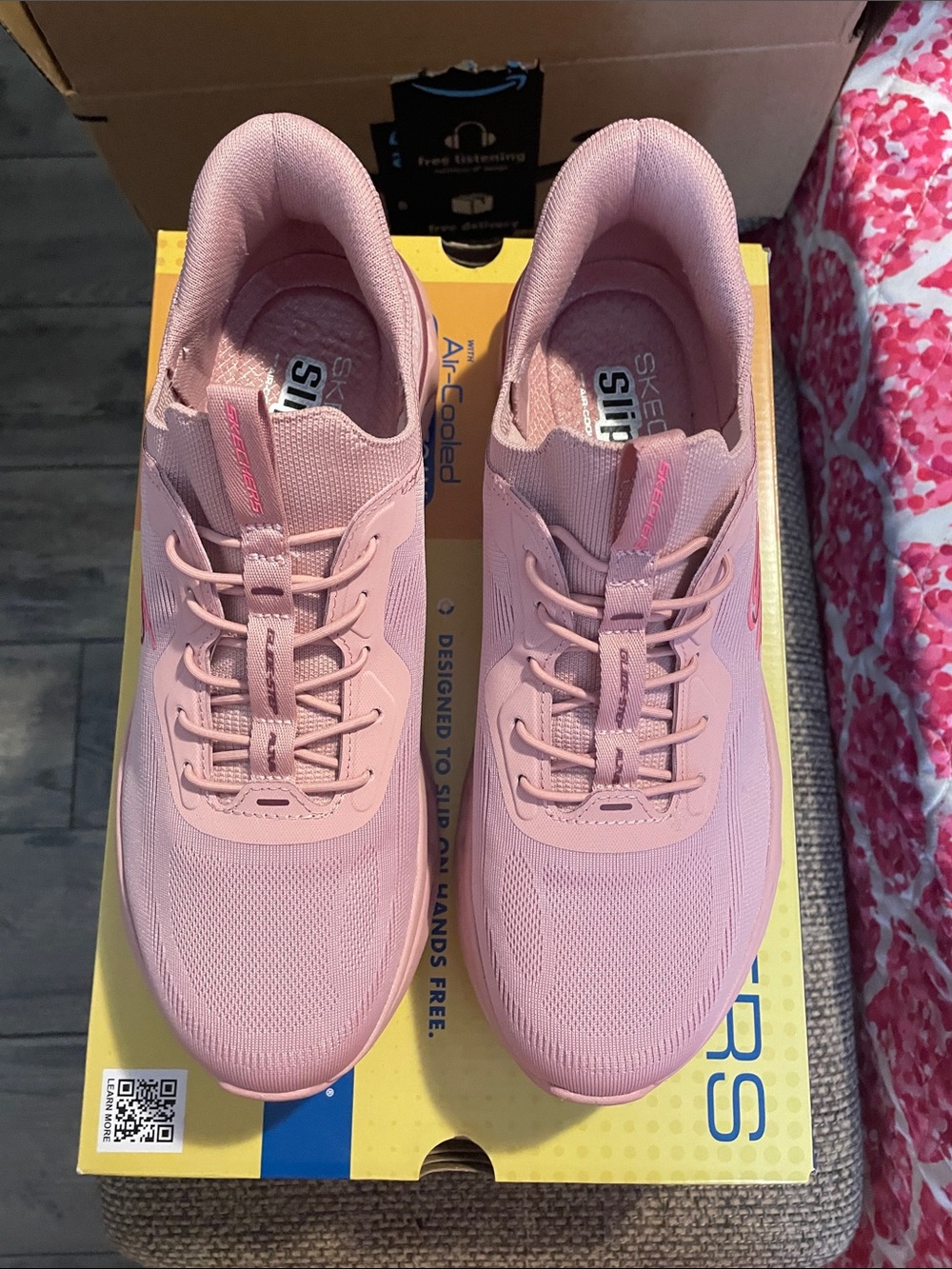 Skechers Women's Blush Pink Slip-On Lace Athletic Sneakers